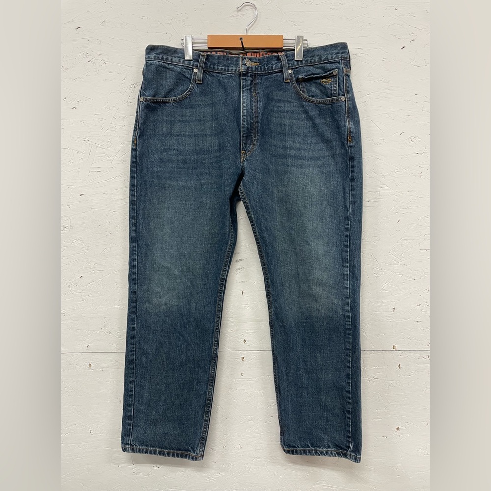 Harley Davidson Motorcycle Traditional Fit Straight Leg Jeans, Size 38X30